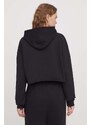 Mikina HUGO dámská, černá barva, s kapucí, s aplikací