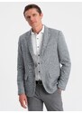 Ombre Clothing Pánský blazer Gwyddaden světle šedá V1 OM-BLZB - 0108