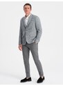 Ombre Clothing Pánský blazer Gwyddaden světle šedá V1 OM-BLZB - 0108