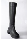 Fox Shoes Black Women's Thick Heeled Daily Boots
