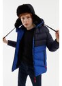 River Club Boy's Water and Windproof Fiber Lined Dark Blue-sax Hooded Coat