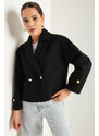 Lafaba Women's Black Gold Buttoned Short Coat