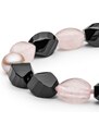 Gaura Pearls Korálkový náramek - růžový křemen, perla a onyx