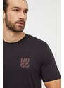 Bavlněné tričko HUGO 2-pack černá barva, s potiskem