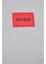 Bavlněné tričko HUGO šedá barva, s aplikací