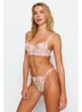 Trendyol Pink Embroidered Lace Capless Knitted Underwear Set