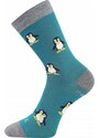 PENGUINIK teplé veselé merino ponožky VoXX modro-zelená 30-34