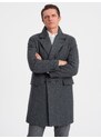 Ombre Men's double-breasted lined coat - graphite