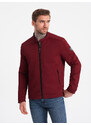 Ombre Men's BIKER jacket in structured fabric - maroon