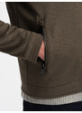 Ombre Men's BIKER jacket in structured fabric - dark olive green