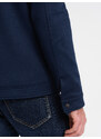 Ombre Men's BIKER jacket in structured fabric - navy blue