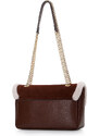 Dámská kožená kabelka s ekologickou kožešinou Wittchen, hnědo-krémová, přírodní kůže