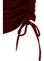 Trendyol Burgundy Fitted Lined Knitted Tulle Dress