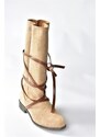 Fox Shoes Mink/tana Suede Women's Boots with Lace-Up Detail