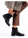 Women's black Shelvt Flat Ankle Boots