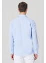 AC&Co / Altınyıldız Classics Men's White-light Blue Slim Fit Slim Fit Classic Collar Cotton Check Shirt