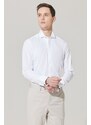 ALTINYILDIZ CLASSICS Men's White Shirt with Wrinkle-Free Fabric, Slim Fit, Fitted Fit 100% Cotton, Black Detailed, Collar Collar.