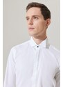 ALTINYILDIZ CLASSICS Men's White Shirt with Wrinkle-Free Fabric, Slim Fit, Fitted Fit 100% Cotton, Black Detailed, Collar Collar.