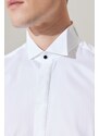 ALTINYILDIZ CLASSICS Men's White Shirt with Wrinkle-Free Fabric, Slim Fit, Fitted Fit 100% Cotton, Black Detailed, Collar Collar.