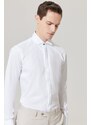 ALTINYILDIZ CLASSICS Men's White Shirt with Wrinkle-Free Fabric, Slim Fit, Fitted Fit 100% Cotton, Black Detailed, Collar Collar.