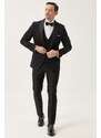 ALTINYILDIZ CLASSICS Men's Black Slim Fit Slim Fit Vest Patterned Tuxedo Tuxedo