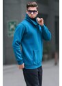 Madmext Petrol Blue Collar Detailed Men's Sweatshirt 4411