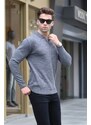 Madmext Anthracite Zipper Detailed Polo Neck Knitwear Sweater 5973