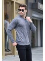 Madmext Anthracite Zipper Detailed Polo Neck Knitwear Sweater 5973