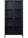 Černá kovová vitrína Unique Furniture Carmel 190 x 90 cm