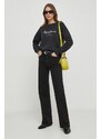 Bavlněná mikina Pepe Jeans dámská, černá barva, s aplikací