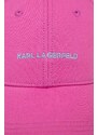 Bavlněná baseballová čepice Karl Lagerfeld růžová barva, s aplikací