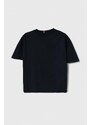 Dětské bavlněné tričko Tommy Hilfiger tmavomodrá barva, s aplikací
