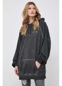 Mikina Guess ROSE dámská, šedá barva, s kapucí, aplikací, W4RQ21 K9R31