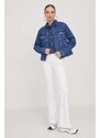 Džínová košile Karl Lagerfeld Jeans dámská, tmavomodrá barva, regular, s klasickým límcem