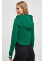 Mikina Guess ANNEKA dámská, zelená barva, s kapucí, hladká, V4RQ03 KC2U2
