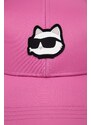 Kšiltovka Karl Lagerfeld růžová barva, s aplikací