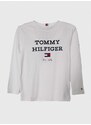 Dětská bavlněná košile s dlouhým rukávem Tommy Hilfiger bílá barva, s potiskem