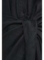 Šaty lněné Lauren Ralph Lauren černá barva, mini