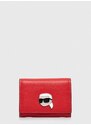 Kožená peněženka Karl Lagerfeld červená barva