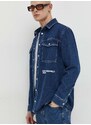 Džínová košile Karl Lagerfeld Jeans pánská, tmavomodrá barva, regular, s klasickým límcem
