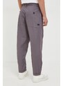 Bavlněné kalhoty G-Star Raw fialová barva, jednoduché