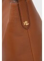 Kožená kabelka Lauren Ralph Lauren hnědá barva