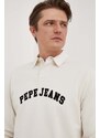 Bavlněné tričko s dlouhým rukávem Pepe Jeans Harry béžová barva, s aplikací