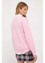 Mikina Karl Lagerfeld dámská, růžová barva, s aplikací