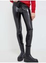 Latexové kalhoty Karl Lagerfeld černá barva, high waist