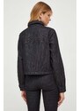 Džínová košile Karl Lagerfeld dámská, černá barva, regular, s klasickým límcem