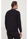 Bavlněný svetr BOSS černá barva, lehký