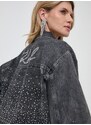 Džínová bunda Karl Lagerfeld dámská, šedá barva, přechodná