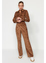 Trendyol Brown Velvet Woven Jumpsuit