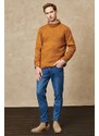 ALTINYILDIZ CLASSICS Men's Mustard Standard Fit Regular Fit Full Turtleneck Raised Soft Textured Knitwear Sweater